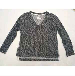 Lou & Grey Blue Heather V Neck Long Sleeve 100%  Cotton Sweater Size Small